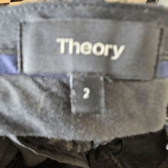 Theory Treeca Brisk Check Plaid Wool Cropped Straight Pants Stretch Women's Gray - Picture 4 of 6